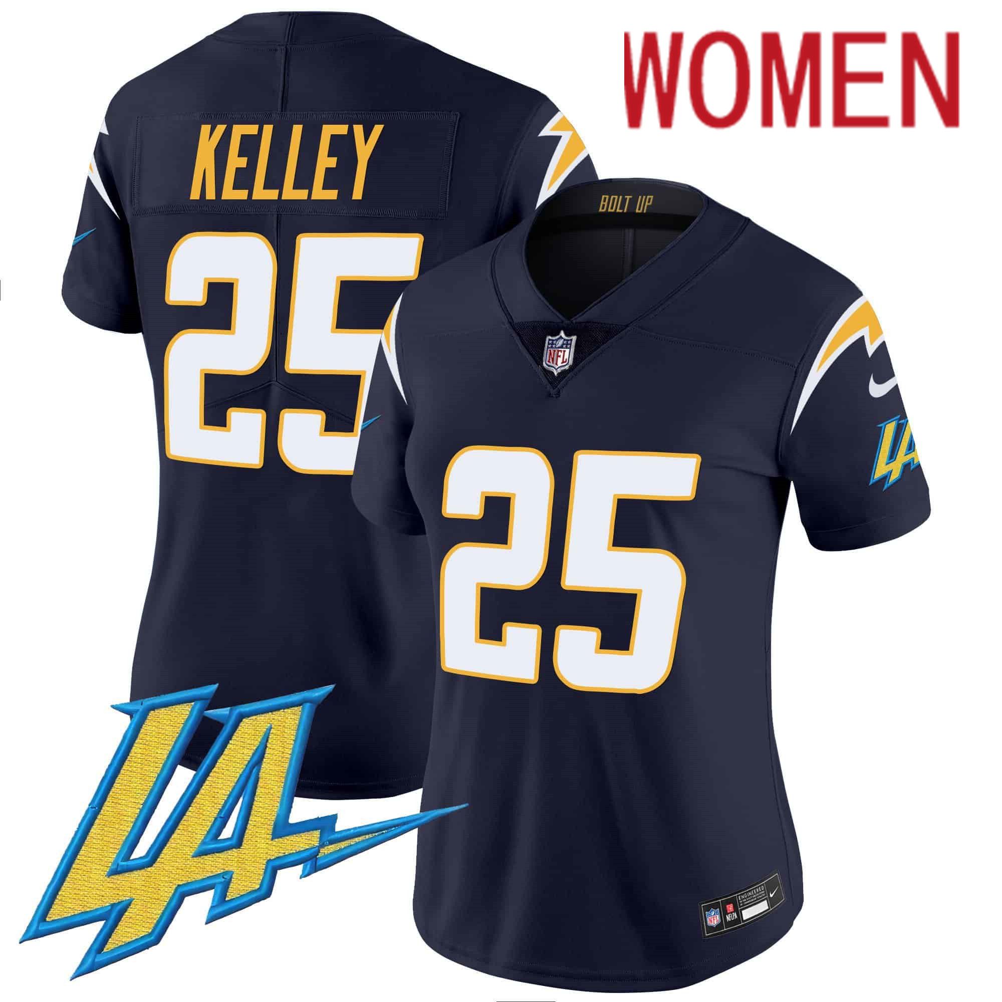 Women Los Angeles Chargers #25 Kelley Drak Blue 2024 Nike Vapor Limited NFL Jersey->women nfl jersey->Women Jersey